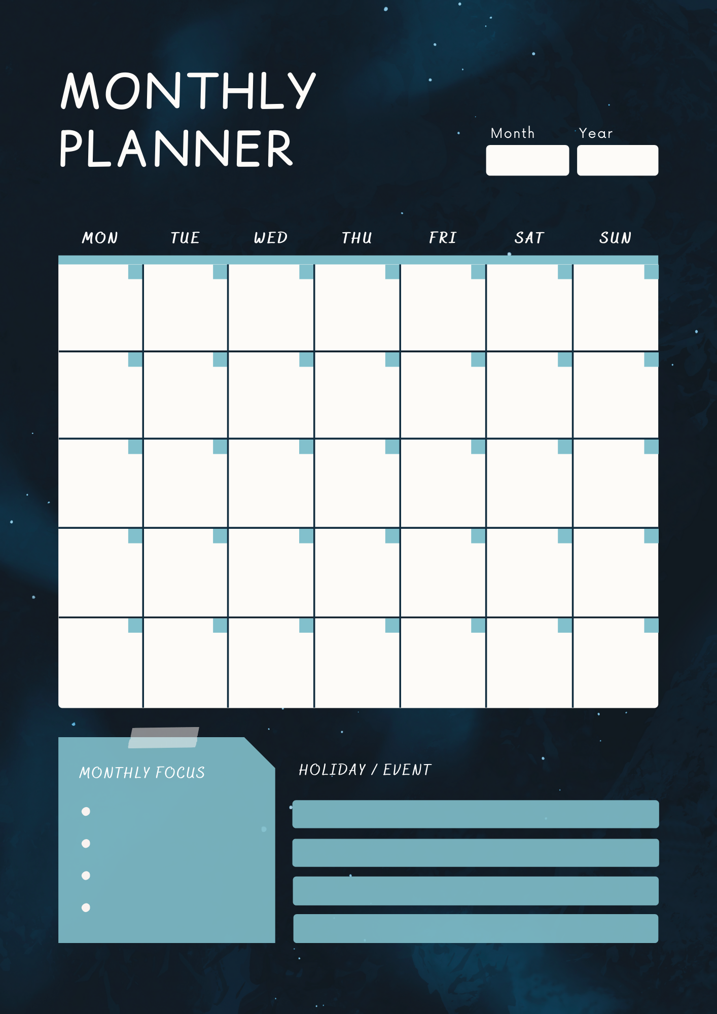 Among Stars – Monthly Planner